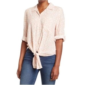 Lost + Wander Tompkins Top in Nude White Ditsy Floral Women's Size Medium